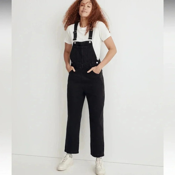 Madewell Pants - Madewell Straight-Leg Overalls in Lunar Wash Black Denim Sz M